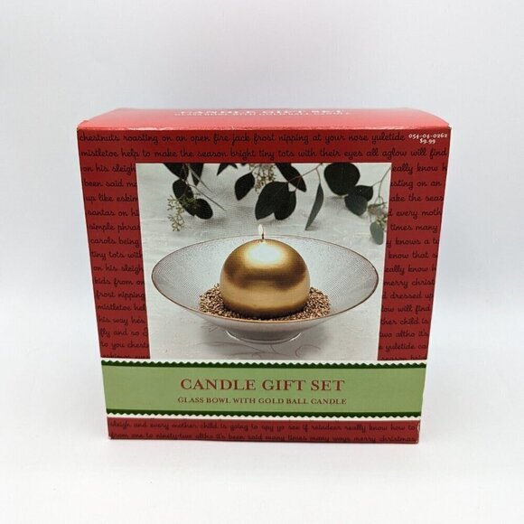 Vintage 2002 Target Glass Gold Candle Set Orb Sphere Ball Centerpiece Gift Set - Picture 1 of 5